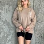 Give Baskılı Sweatshirt Krem