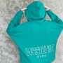 Kapşonlu 2 İplik Baskılı Sweatshirt Yeşil