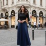 Lacivert Piliseli Maxi Etek