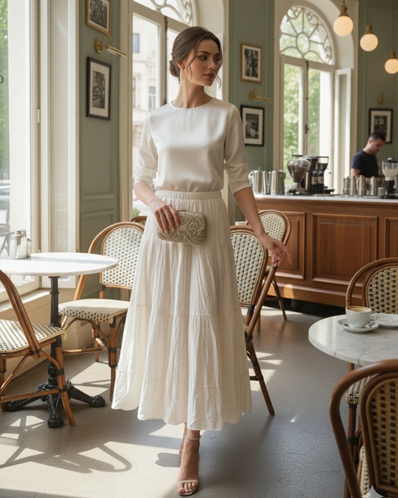 Kat Kat Uçuş Uçuş Maxi Etek – Ekru