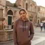 Kadın Kahverengi Mavi Baskılı Kapşonlu Sweatshirt