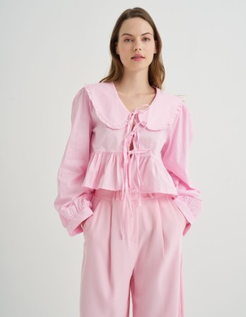 Bebe Yaka Pembe Poplin Gömlek