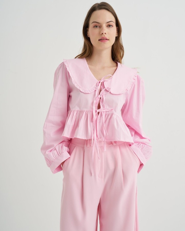 Bebe Yaka Pembe Poplin Gömlek