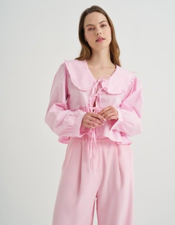Bebe Yaka Pembe Poplin Gömlek