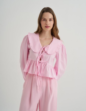 Bebe Yaka Pembe Poplin Gömlek