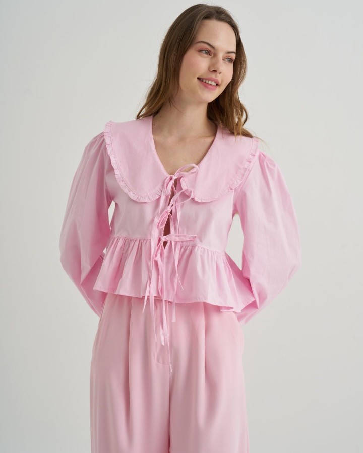 Bebe Yaka Pembe Poplin Gömlek