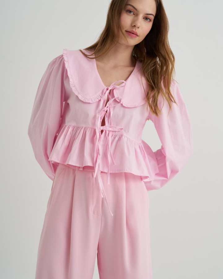 Bebe Yaka Pembe Poplin Gömlek