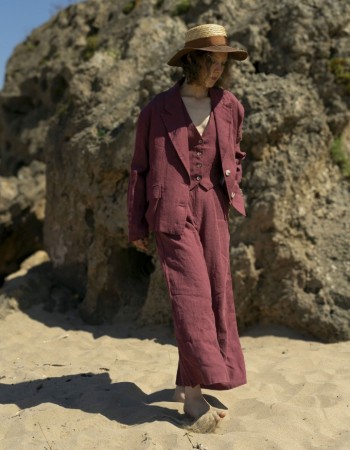 Vişne Çürüğü Keten Oversize Ceket