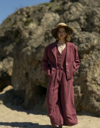 Vişne Çürüğü Keten Oversize Ceket