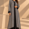 Siyah Gümüş Desenli Abaya Siyah Gümüş Desenli Abaya